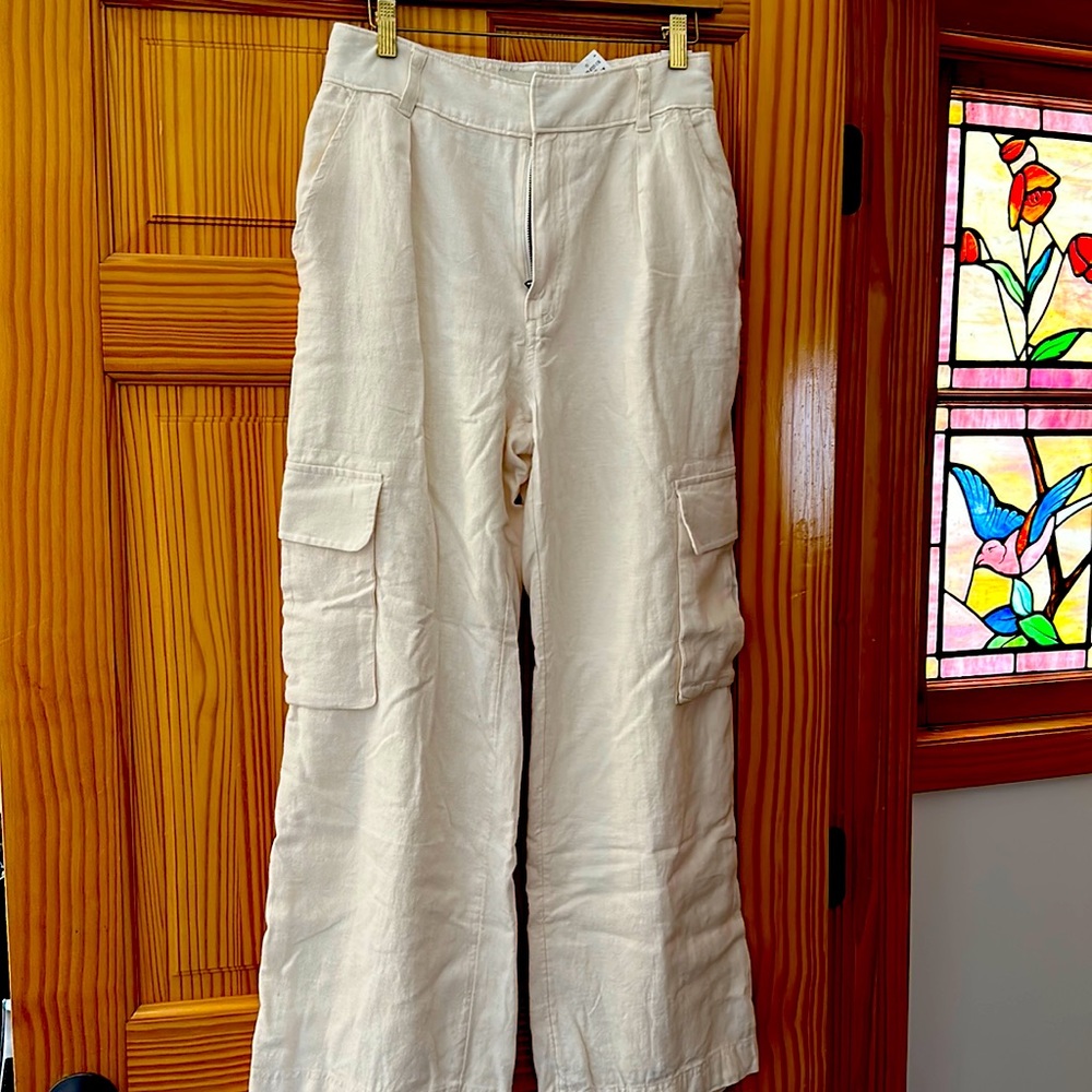 Abercrombie women’s lined linen blend cargo slacks